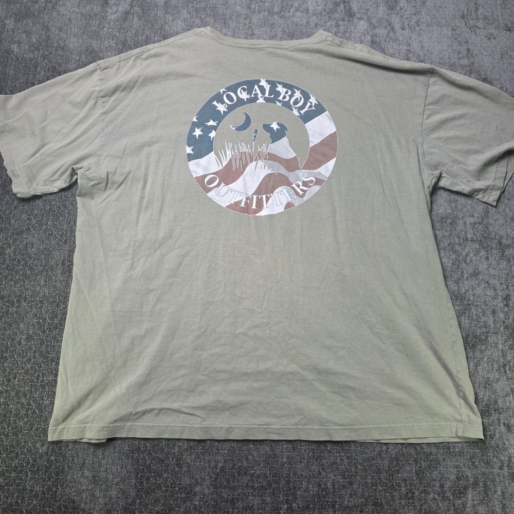 Local Boy Outfitters XXL Pocket T Shirt Mens 2XL Gray Patriotic Fishing Hiking